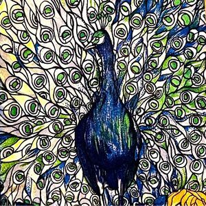 Vintage Silk Peacock Tie Louis Comfort Tiffany Colorful Feathers Blue Green